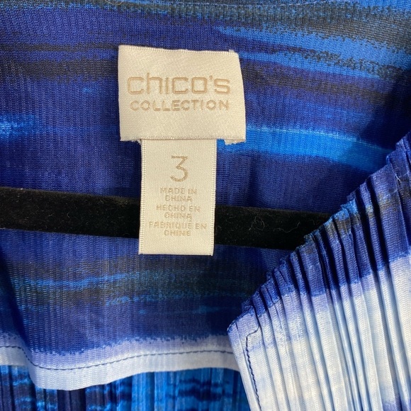 Chico’s Collection Open Front Blue Tie Dye Career Office Long Sleeve Cardigan XL - Picture 9 of 12